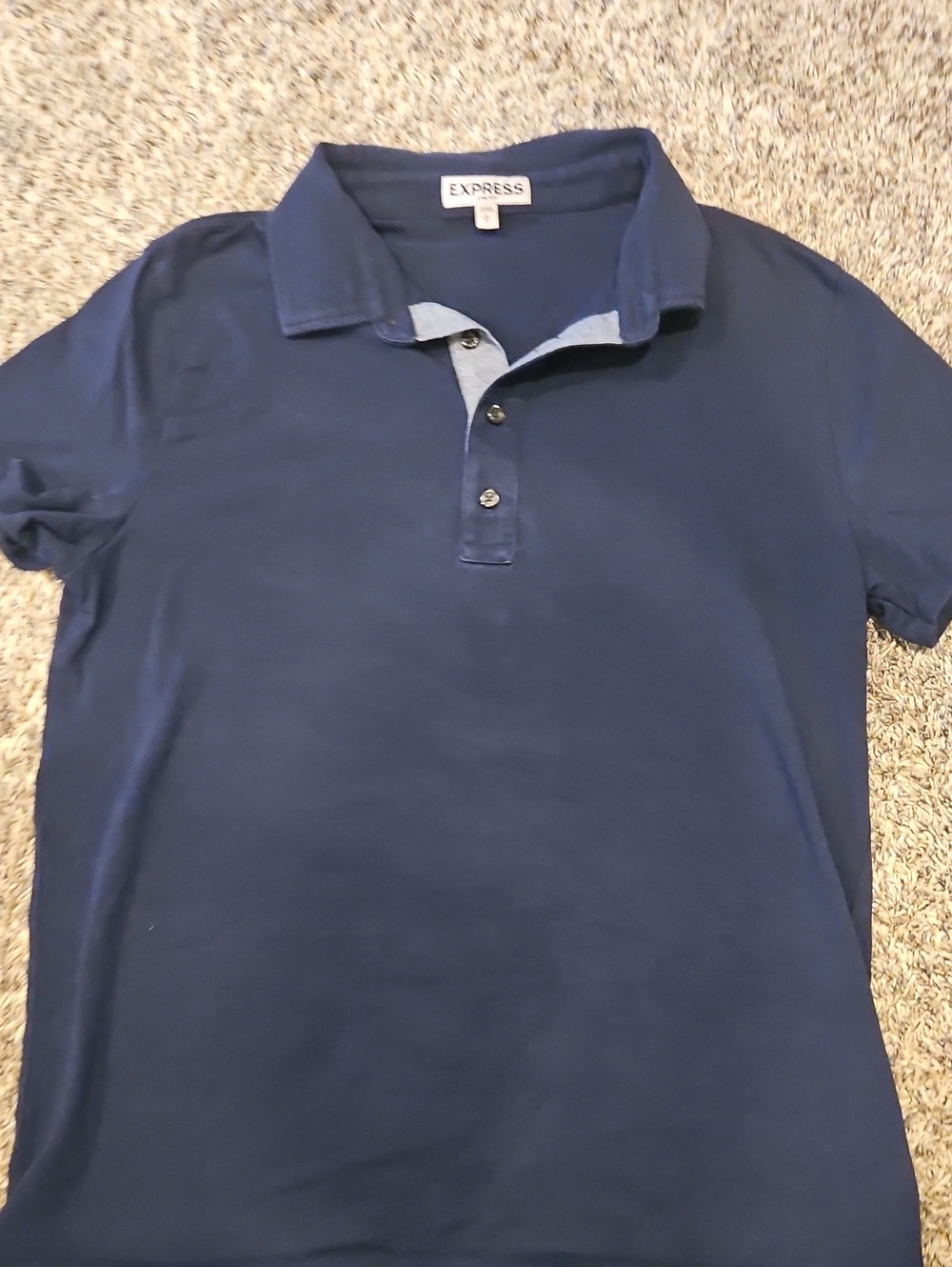 Express Men's Dark Navy Polo with Contrast Placket